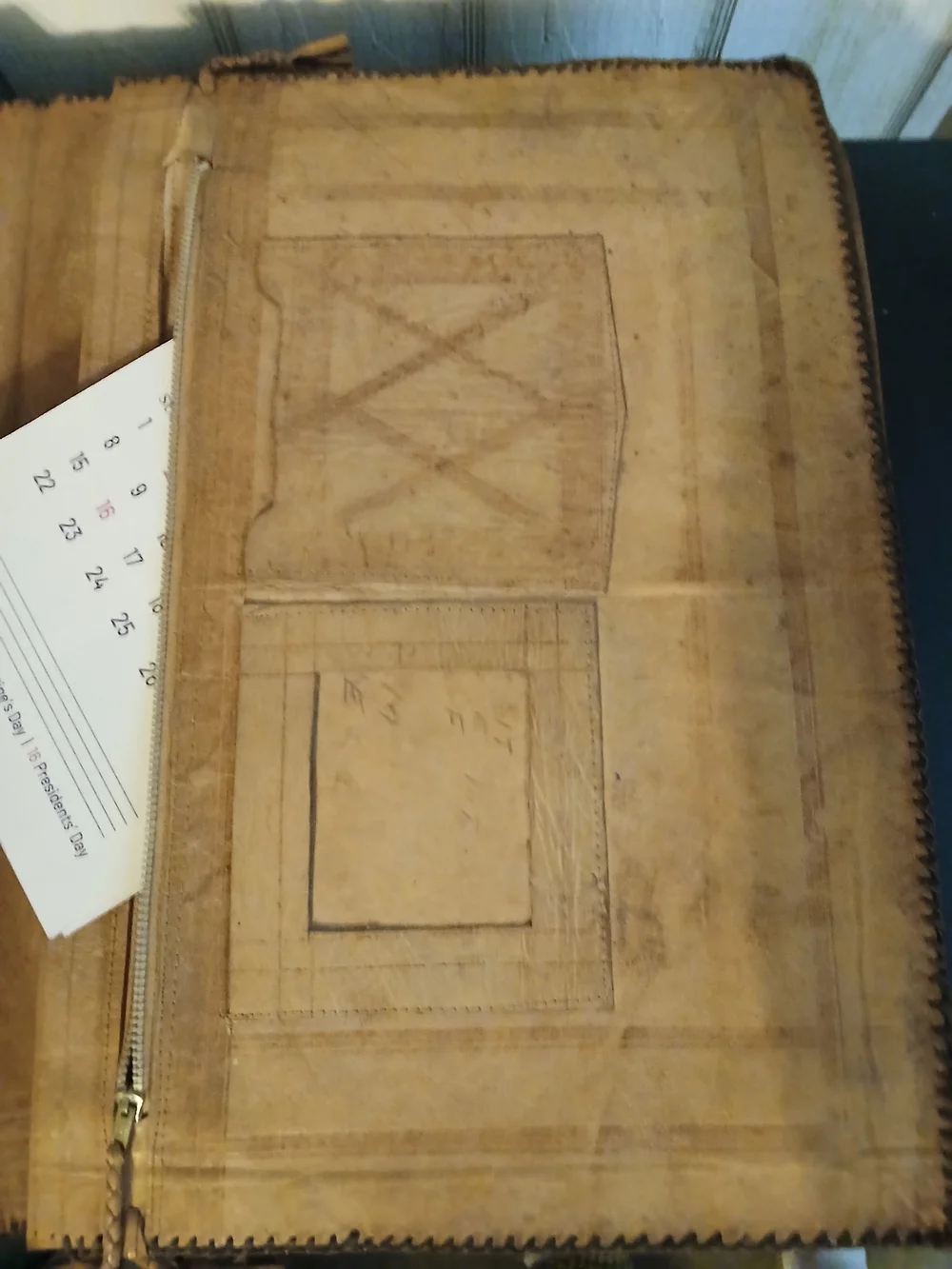 Hand-Tooled Leather Clutch in Warm Tan